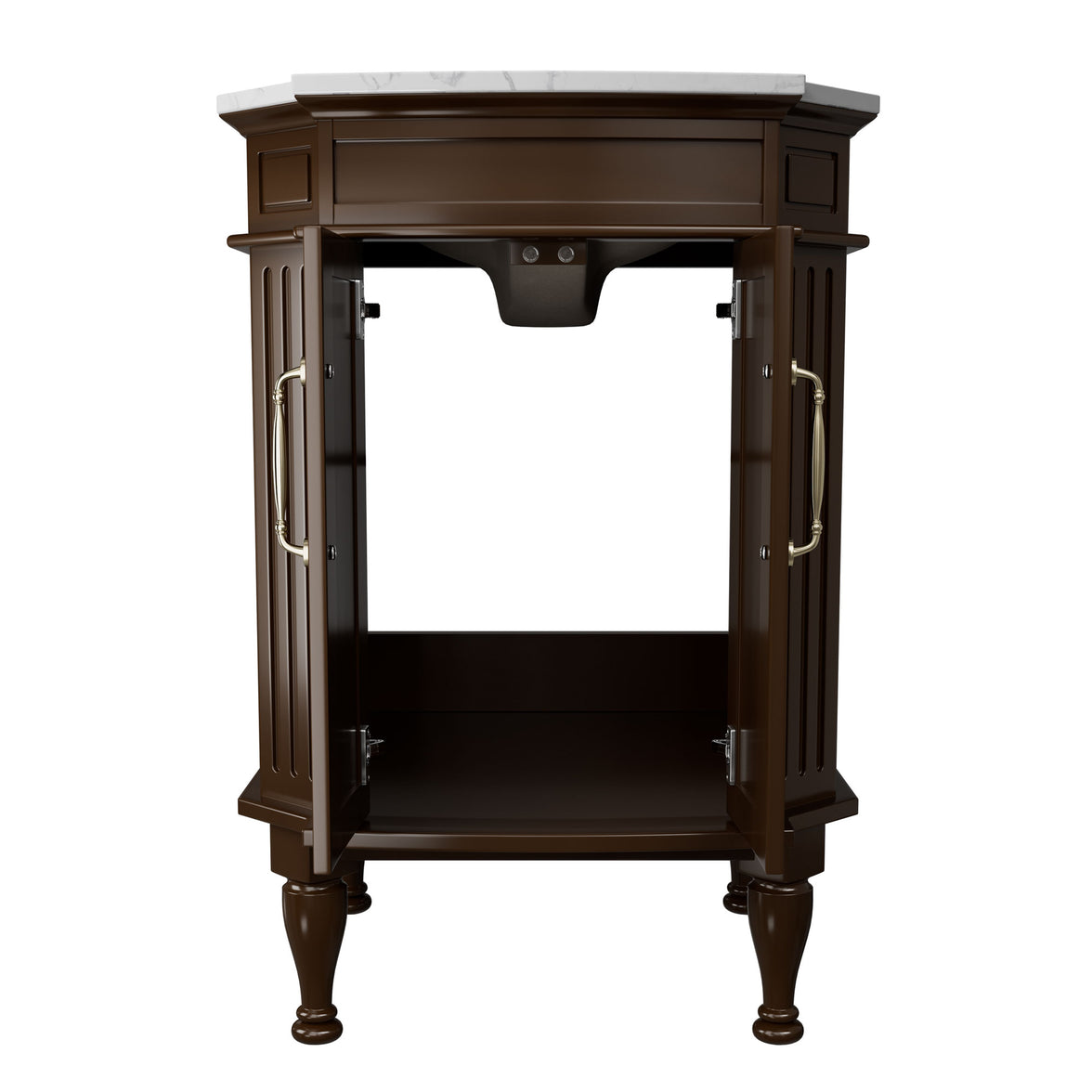 Providence 24" Freestanding Bathroom Vanity with White Marble Top, Ceramic Sink, Fully Assembled