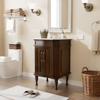 Providence 24" Freestanding Bathroom Vanity with White Marble Top, Ceramic Sink, Fully Assembled