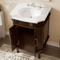 Providence 24" Freestanding Bathroom Vanity with White Marble Top, Ceramic Sink, Fully Assembled