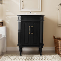 Providence 24" Freestanding Bathroom Vanity with White Marble Top, Ceramic Sink, Fully Assembled