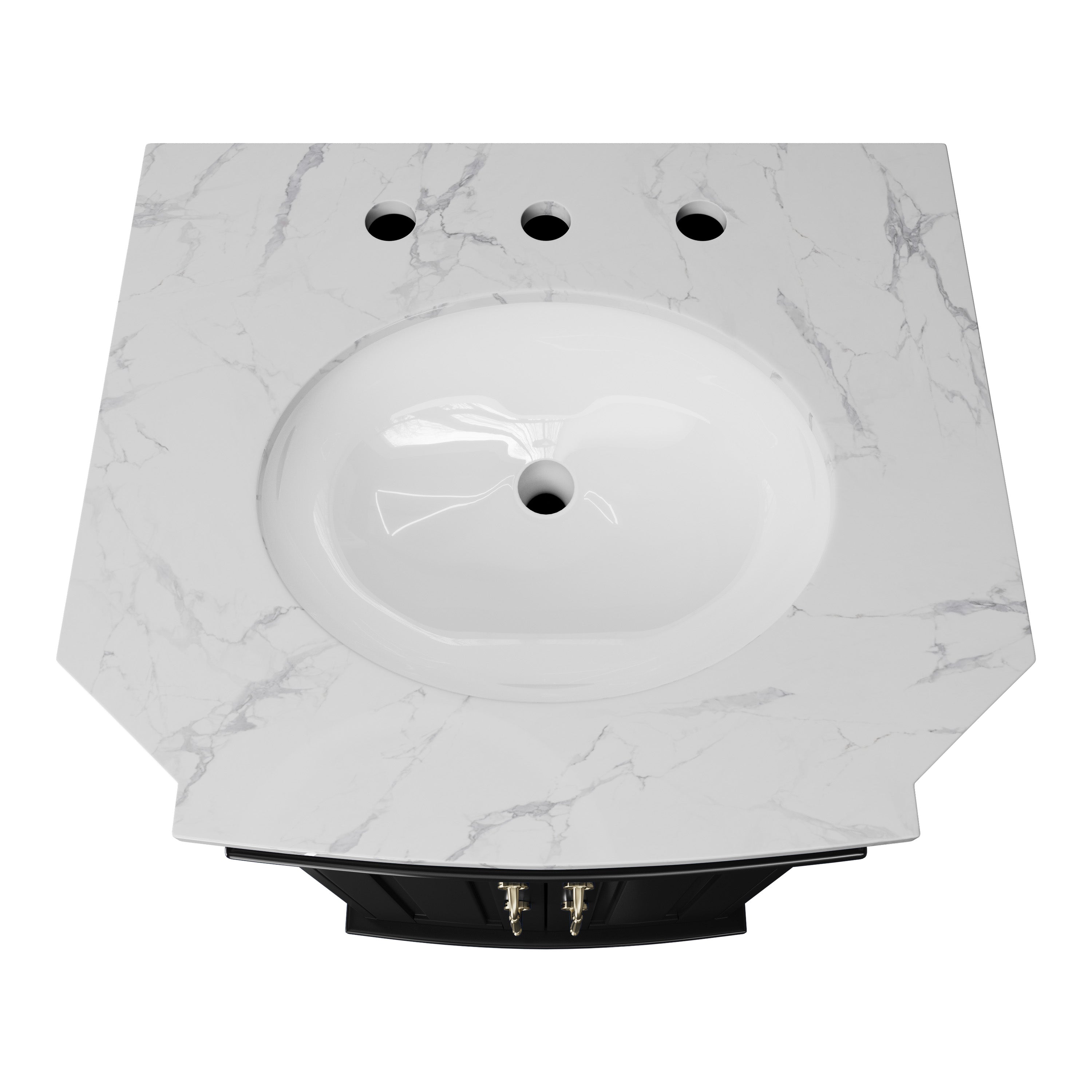 Providence 24" Freestanding Bathroom Vanity with White Marble Top, Ceramic Sink, Fully Assembled