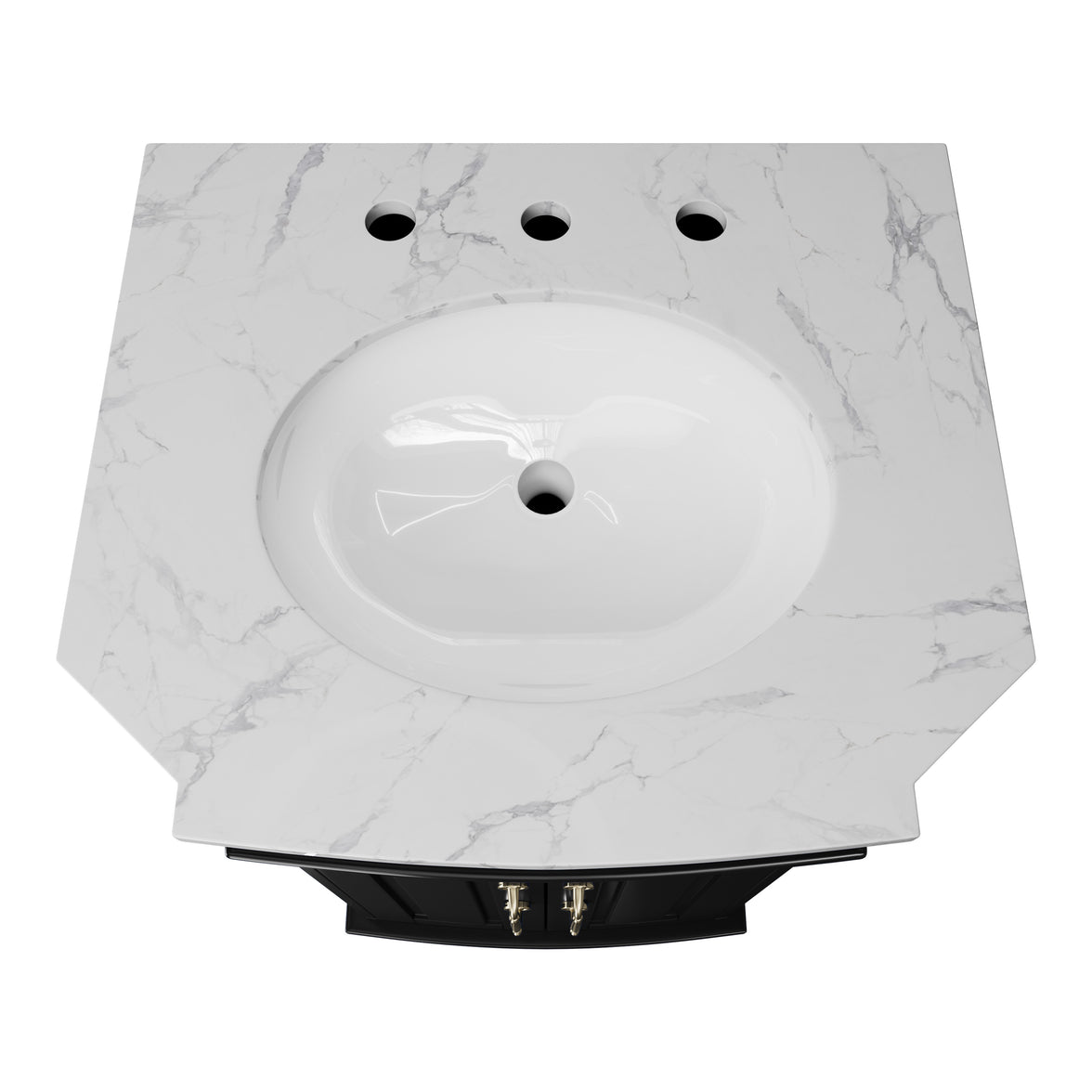 Providence 24" Freestanding Bathroom Vanity with White Marble Top, Ceramic Sink, Fully Assembled