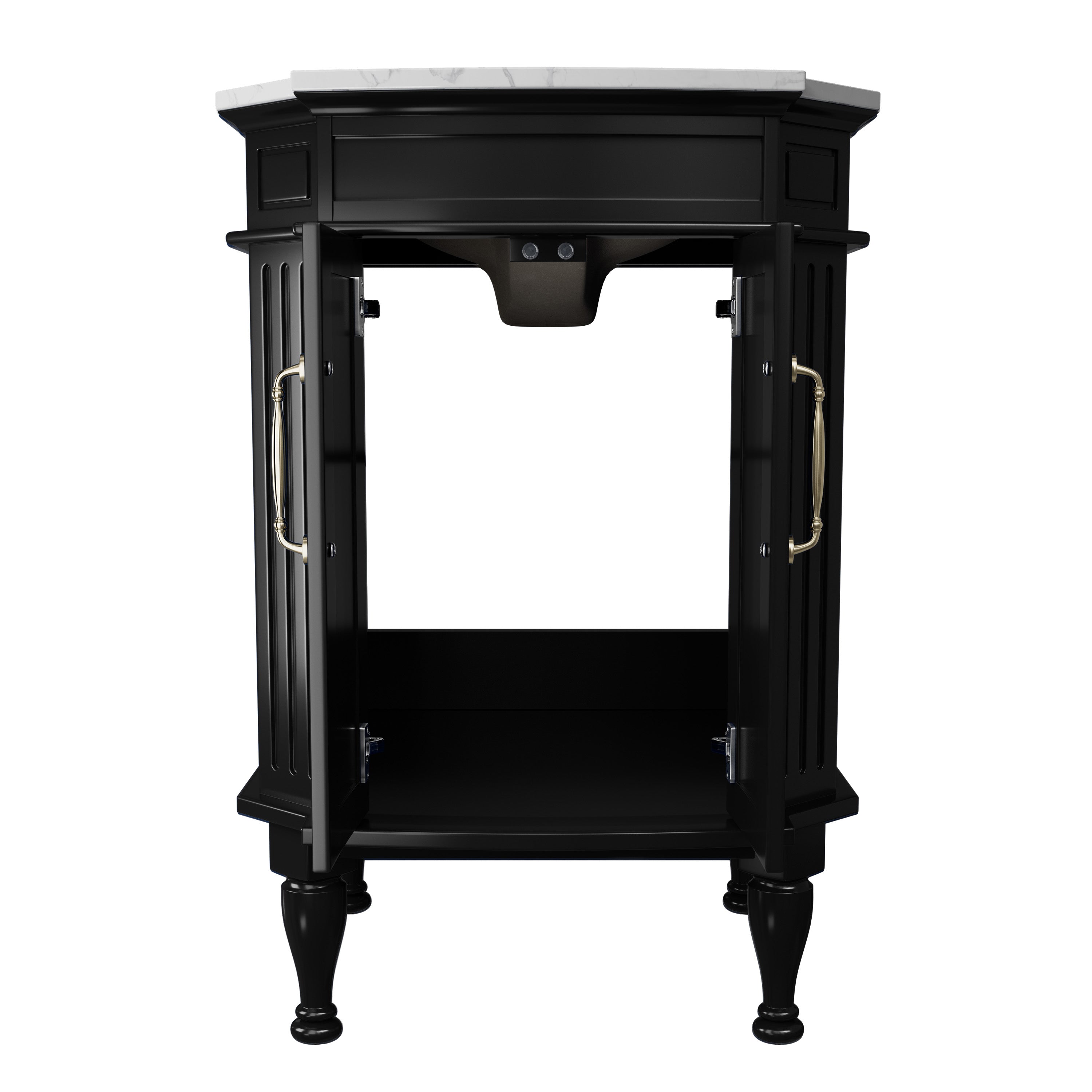 Providence 24" Freestanding Bathroom Vanity with White Marble Top, Ceramic Sink, Fully Assembled