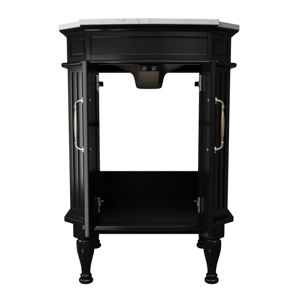 Providence 24" Freestanding Bathroom Vanity with White Marble Top, Ceramic Sink, Fully Assembled