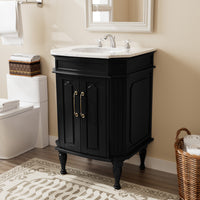 Providence 24" Freestanding Bathroom Vanity with White Marble Top, Ceramic Sink, Fully Assembled