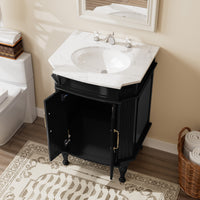 Providence 24" Freestanding Bathroom Vanity with White Marble Top, Ceramic Sink, Fully Assembled