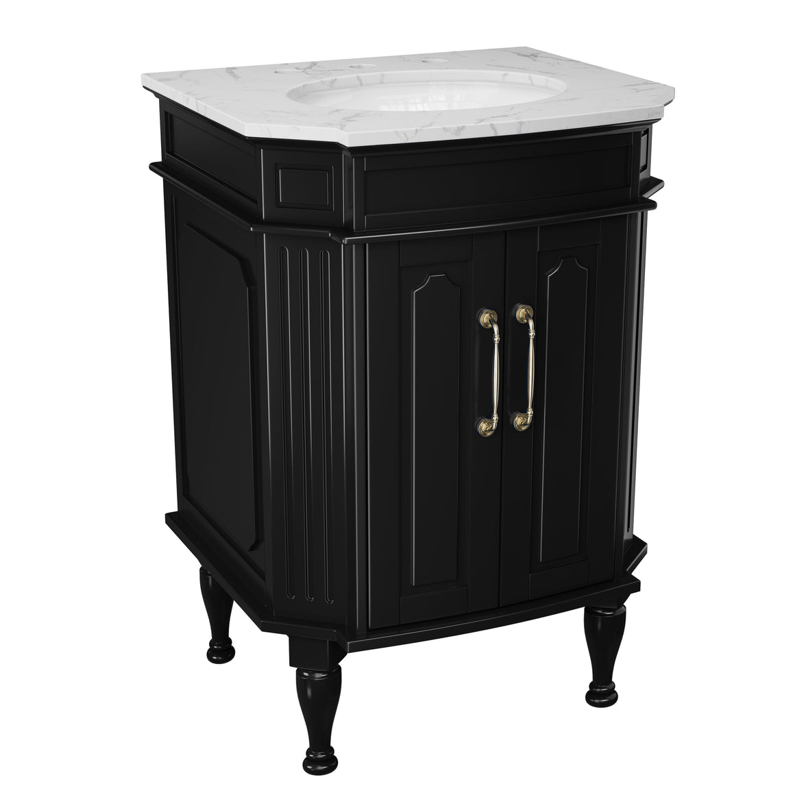 Providence 24" Freestanding Bathroom Vanity with White Marble Top, Ceramic Sink, Fully Assembled