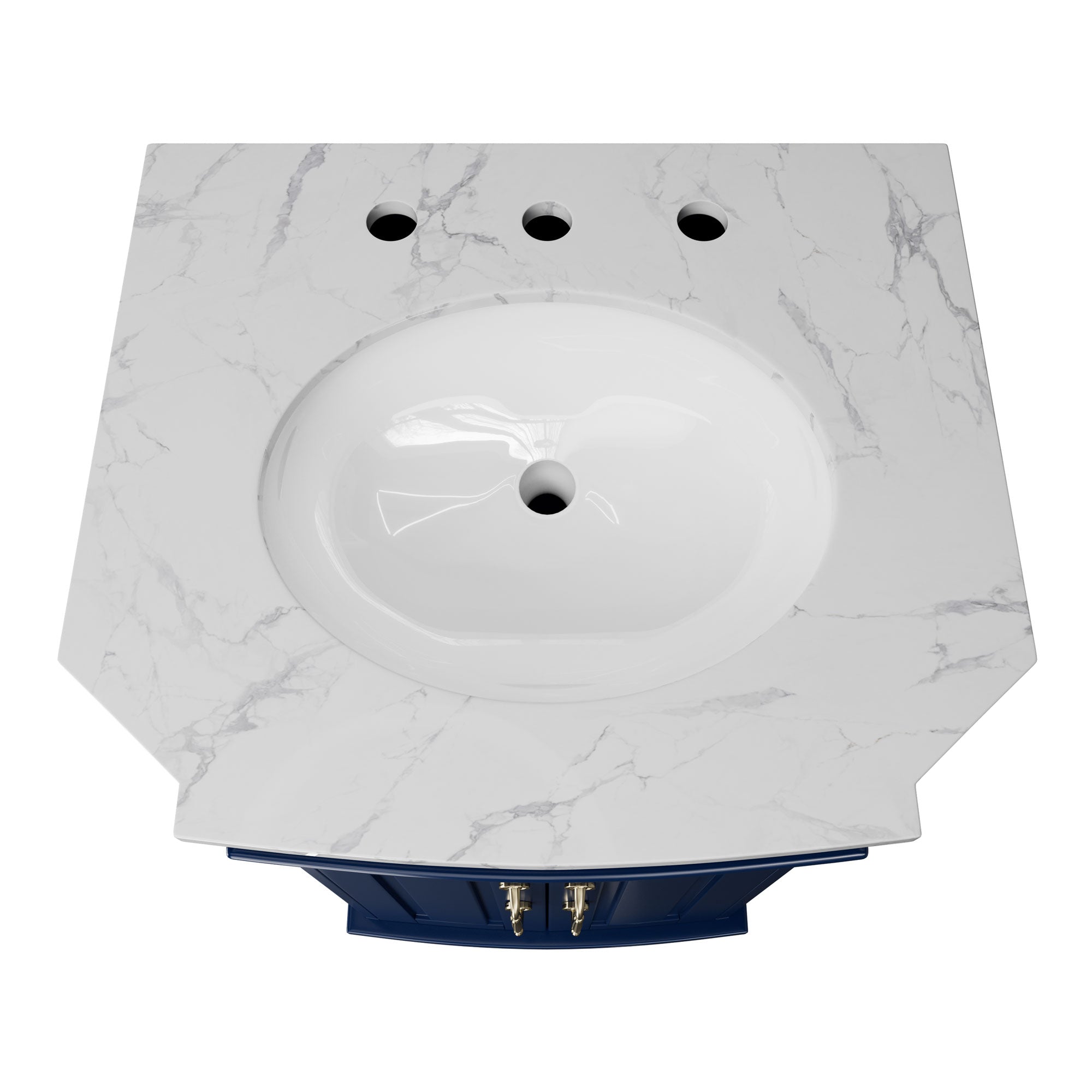 Providence 24" Freestanding Bathroom Vanity with White Marble Top, Ceramic Sink, Fully Assembled