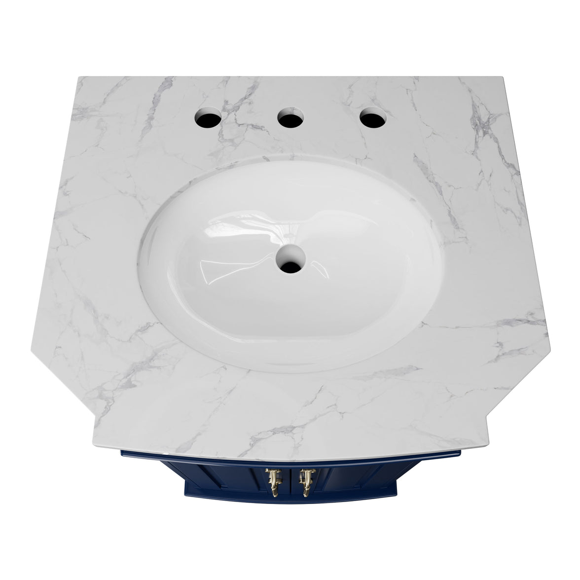 Providence 24" Freestanding Bathroom Vanity with White Marble Top, Ceramic Sink, Fully Assembled