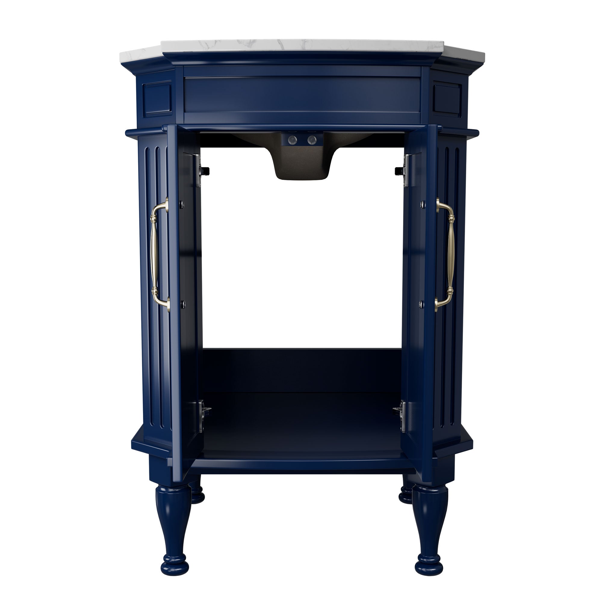 Providence 24" Freestanding Bathroom Vanity with White Marble Top, Ceramic Sink, Fully Assembled