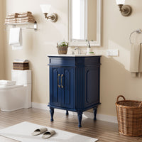 Providence 24" Freestanding Bathroom Vanity with White Marble Top, Ceramic Sink, Fully Assembled