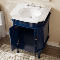Providence 24" Freestanding Bathroom Vanity with White Marble Top, Ceramic Sink, Fully Assembled