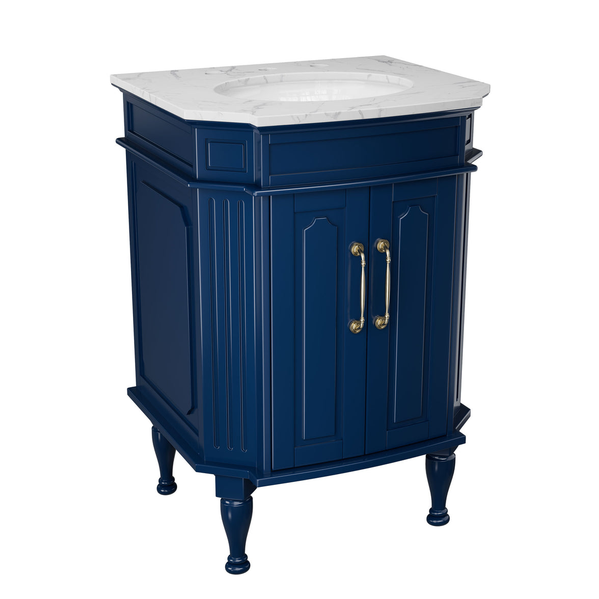 Providence 24" Freestanding Bathroom Vanity with White Marble Top, Ceramic Sink, Fully Assembled