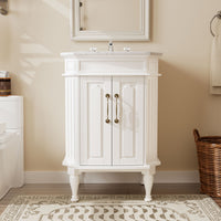 Providence 24" Freestanding Bathroom Vanity with White Marble Top, Ceramic Sink, Fully Assembled