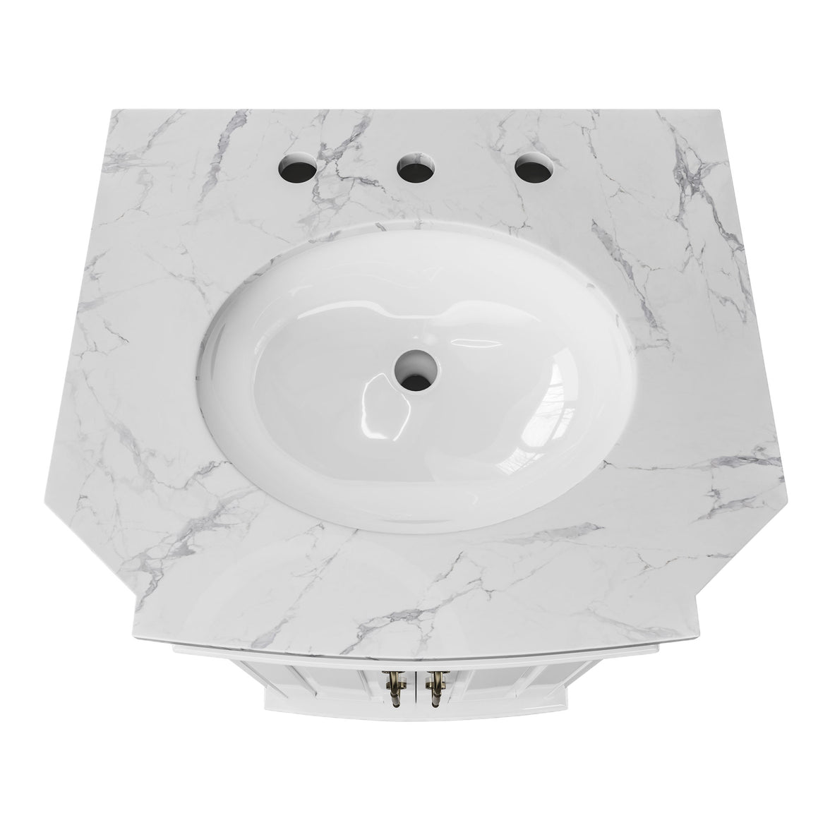 Providence 24" Freestanding Bathroom Vanity with White Marble Top, Ceramic Sink, Fully Assembled