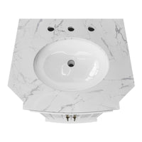 Providence 24" Freestanding Bathroom Vanity with White Marble Top, Ceramic Sink, Fully Assembled