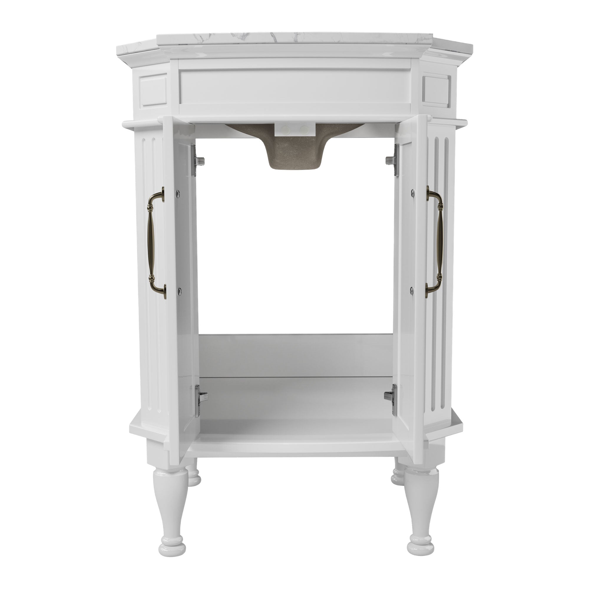 Providence 24" Freestanding Bathroom Vanity with White Marble Top, Ceramic Sink, Fully Assembled