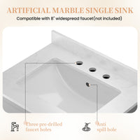 Coastal 28" Freestanding Bathroom Vanity with Louvered Cabinet Door and Engineered Marble Top, Fully Assembled