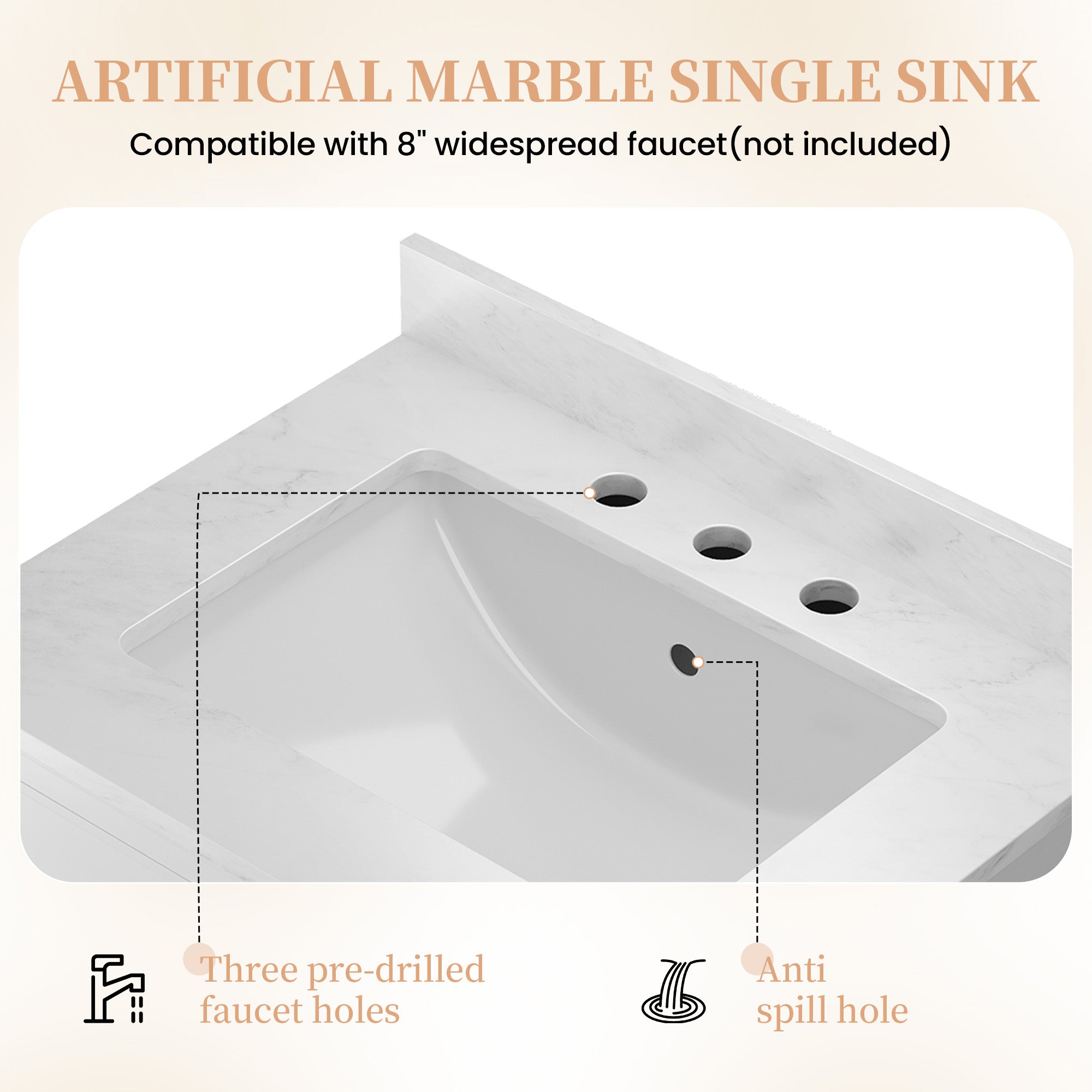Coastal 28" Freestanding Bathroom Vanity with Louvered Cabinet Door and Engineered Marble Top, Fully Assembled