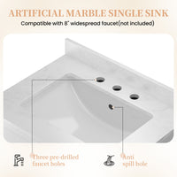 Coastal 28" Freestanding Bathroom Vanity with Louvered Cabinet Door and Engineered Marble Top, Fully Assembled