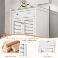 Coastal 28" Freestanding Bathroom Vanity with Louvered Cabinet Door and Engineered Marble Top, Fully Assembled