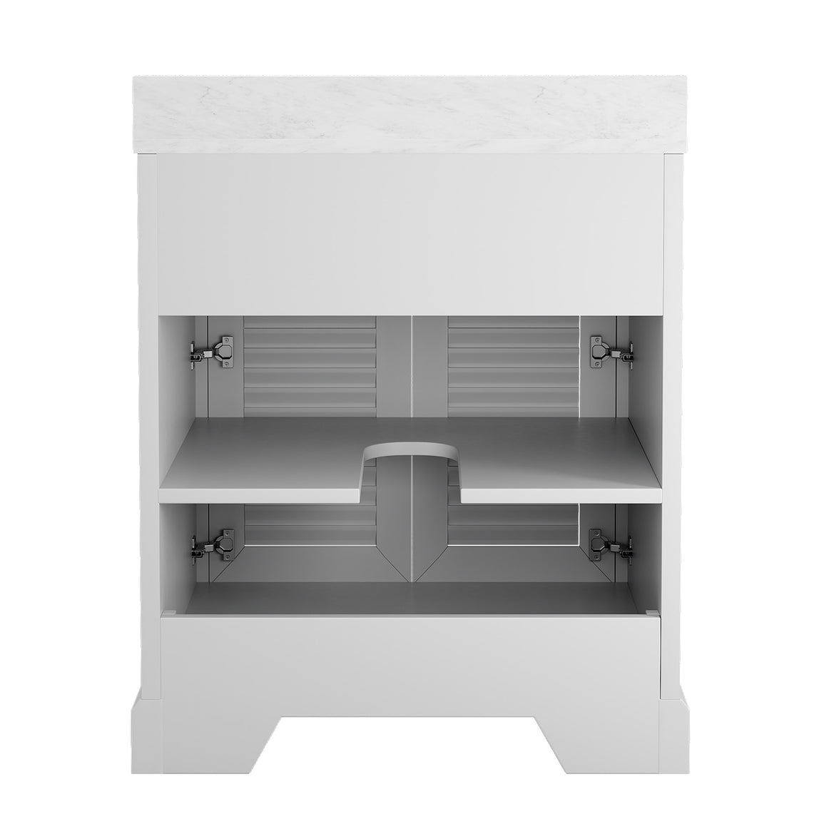 Coastal 28" Freestanding Bathroom Vanity with Louvered Cabinet Door and Engineered Marble Top, Fully Assembled