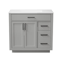 Madison 36" Freestanding Bathroom Vanity with White Ceramic Top, Soft-Close Drawers and Tip-Out Storage