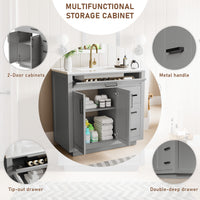 Madison 36" Freestanding Bathroom Vanity with White Ceramic Top, Soft-Close Drawers and Tip-Out Storage