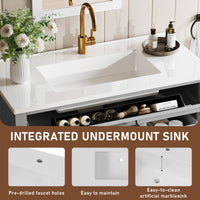 Madison 36" Freestanding Bathroom Vanity with White Ceramic Top, Soft-Close Drawers and Tip-Out Storage