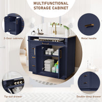 Madison 36" Freestanding Bathroom Vanity with White Ceramic Top, Soft-Close Drawers and Tip-Out Storage