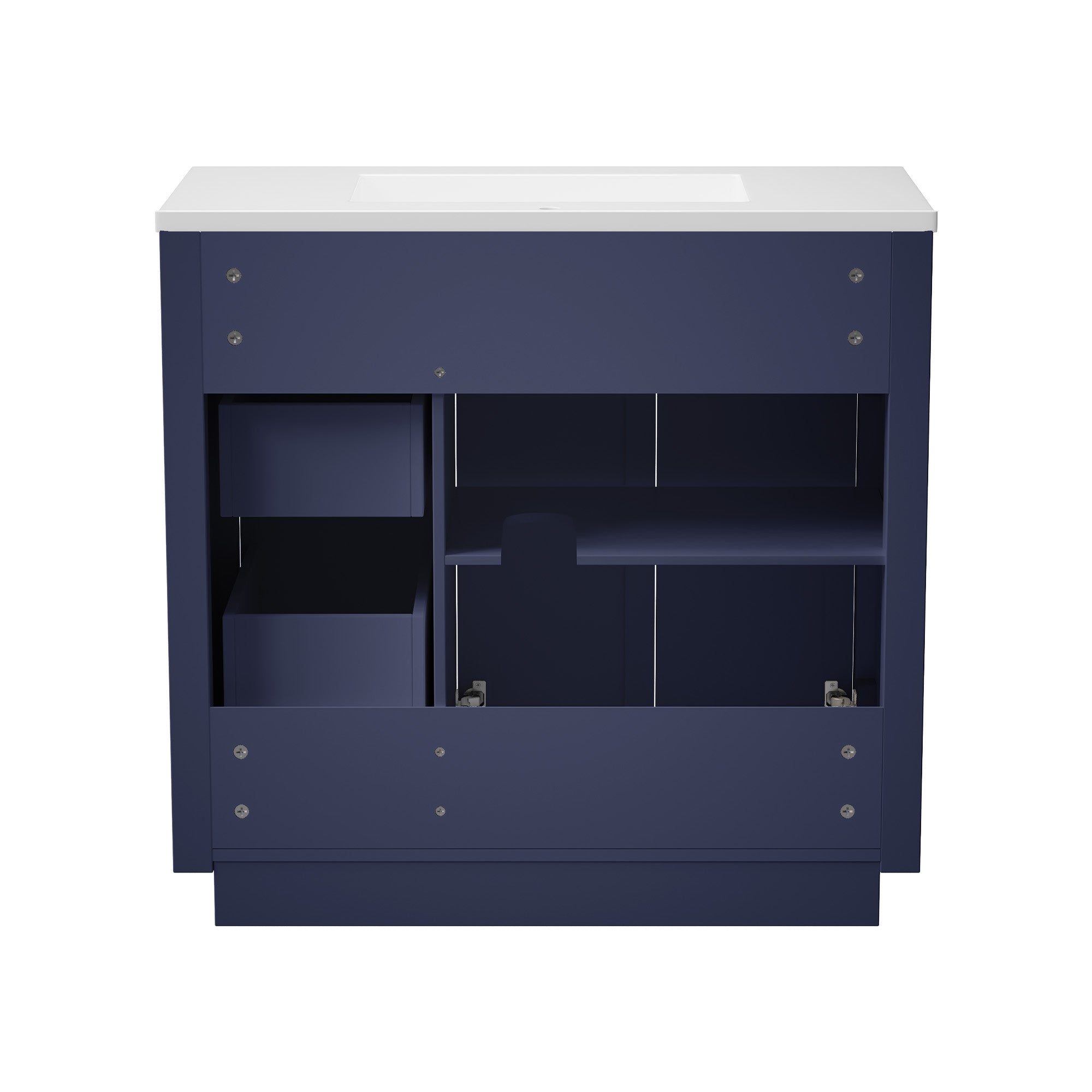 Madison 36" Freestanding Bathroom Vanity with White Ceramic Top, Soft-Close Drawers and Tip-Out Storage