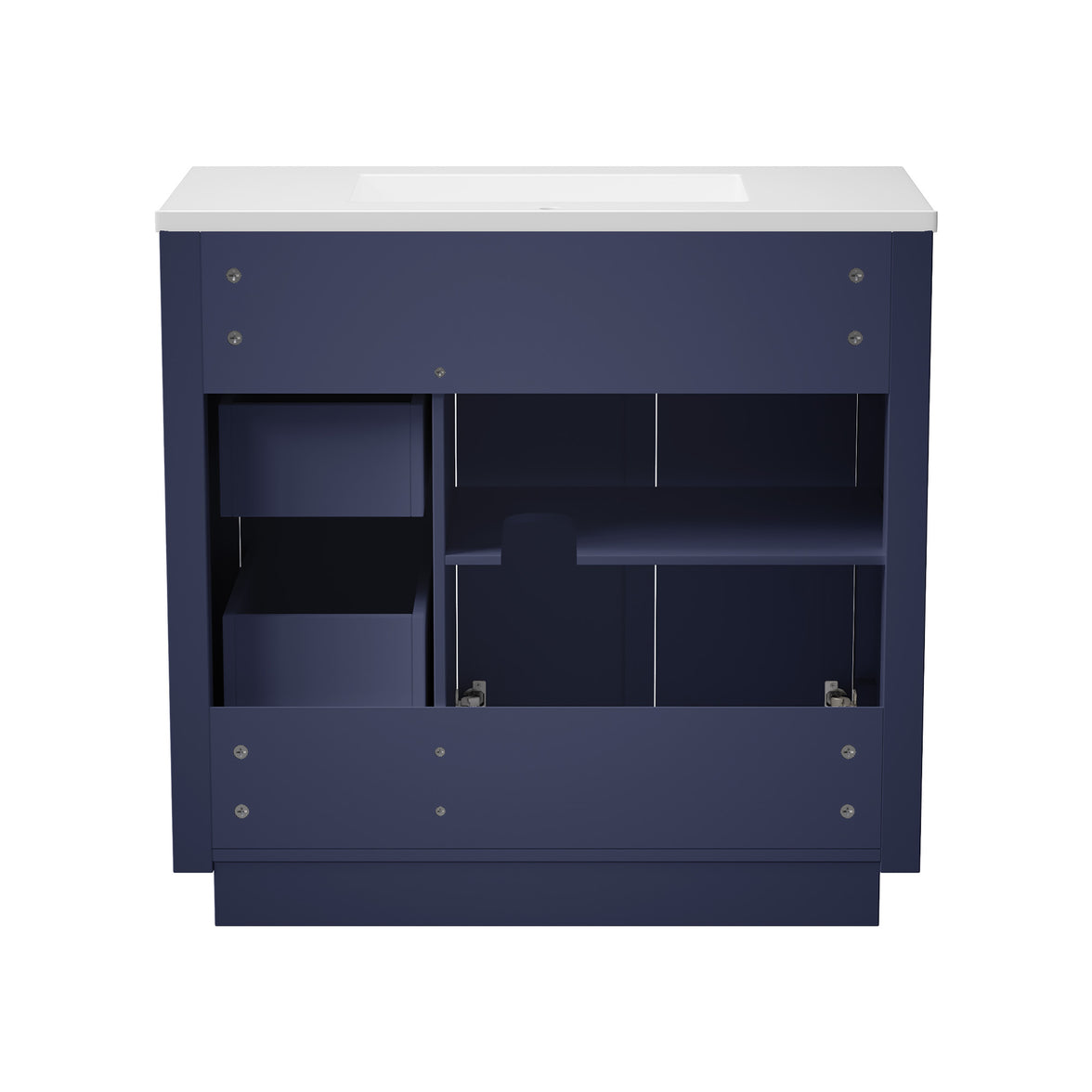 Madison 36" Freestanding Bathroom Vanity with White Ceramic Top, Soft-Close Drawers and Tip-Out Storage
