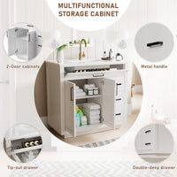 Madison 36" Freestanding Bathroom Vanity with White Ceramic Top, Soft-Close Drawers and Tip-Out Storage