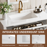 Madison 36" Freestanding Bathroom Vanity with White Ceramic Top, Soft-Close Drawers and Tip-Out Storage