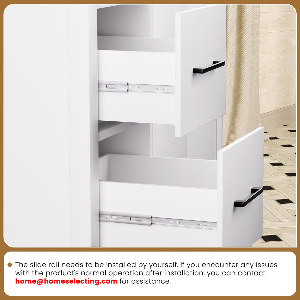 Maya 36" Freestanding Bathroom Vanity with White Ceramic Top, 3 Drawers and Cabinet Storage