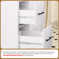 Maya 36" Freestanding Bathroom Vanity with White Ceramic Top, 3 Drawers and Cabinet Storage