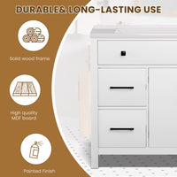 Maya 36" Freestanding Bathroom Vanity with White Ceramic Top, 3 Drawers and Cabinet Storage