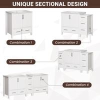 Grand 42" Freestanding Bathroom Vanity with White Marble Top and Soft-Close Storage