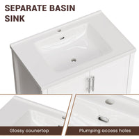 Grand 54" Freestanding Bathroom Vanity with White Marble Top and Soft-Close Storage
