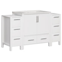 Grand 54" Freestanding Bathroom Vanity with White Marble Top and Soft-Close Storage
