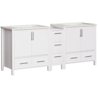 Grand 75" Freestanding Bathroom Vanity with White Marble Top, Double Sinks and Soft-Close Storage