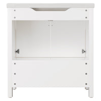 Grand 42" Freestanding Bathroom Vanity with White Marble Top and Soft-Close Storage