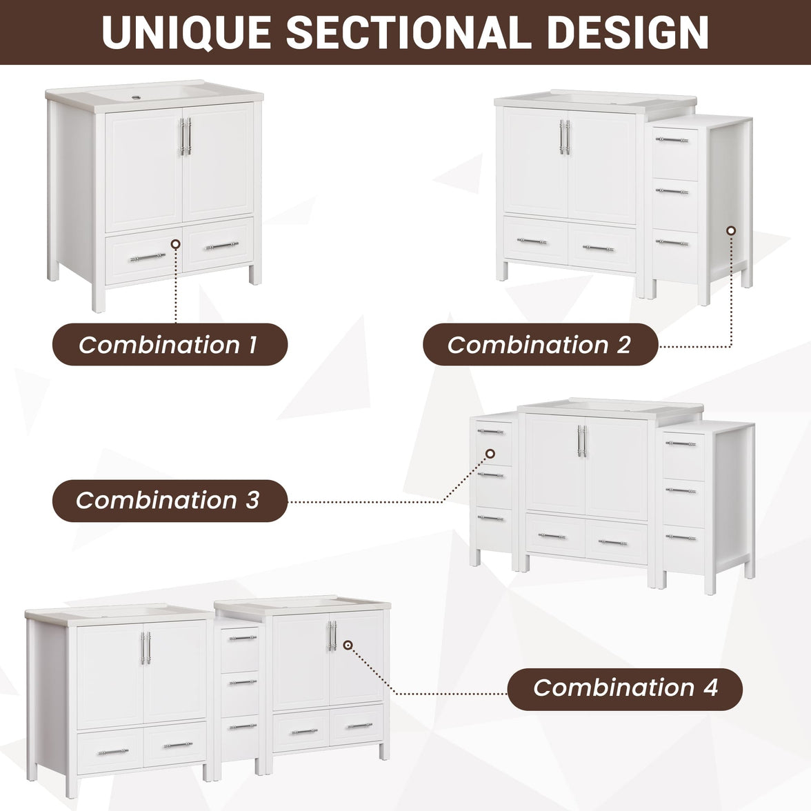 Grand 75" Freestanding Bathroom Vanity with White Marble Top, Double Sinks and Soft-Close Storage