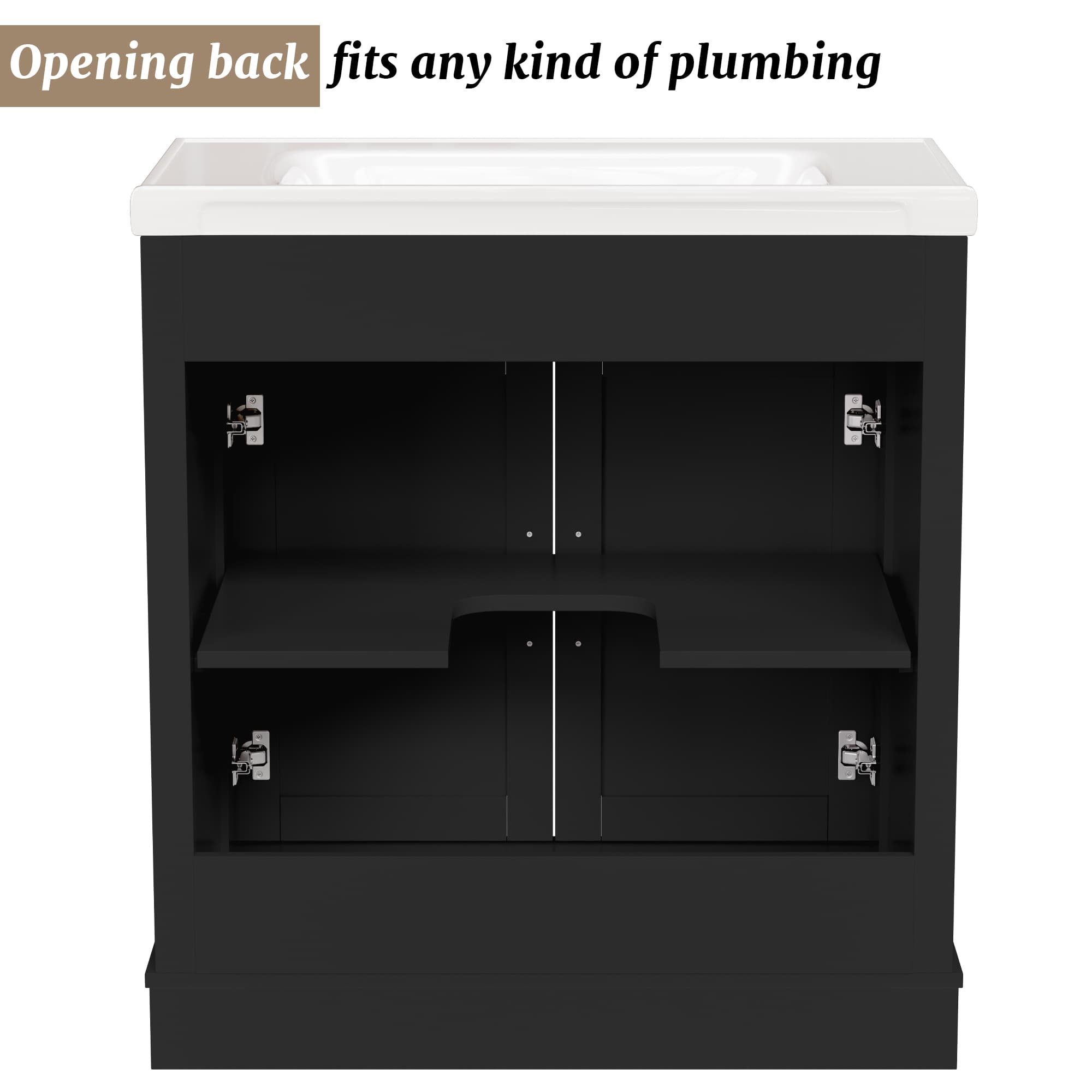 Hudson 30" Freestanding Bathroom Vanity with White Ceramic Sink, Drawer Storage and Backsplash