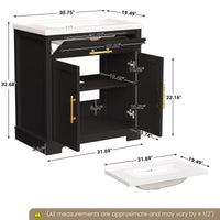 Hudson 30" Freestanding Bathroom Vanity with White Ceramic Sink, Drawer Storage and Backsplash