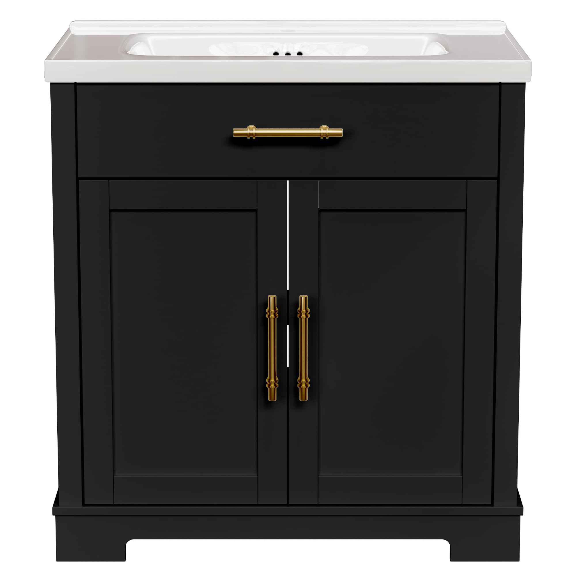 Hudson 30" Freestanding Bathroom Vanity with White Ceramic Sink, Drawer Storage and Backsplash