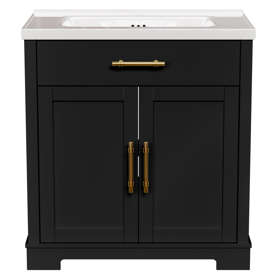 Hudson 30" Freestanding Bathroom Vanity with White Ceramic Sink, Drawer Storage and Backsplash