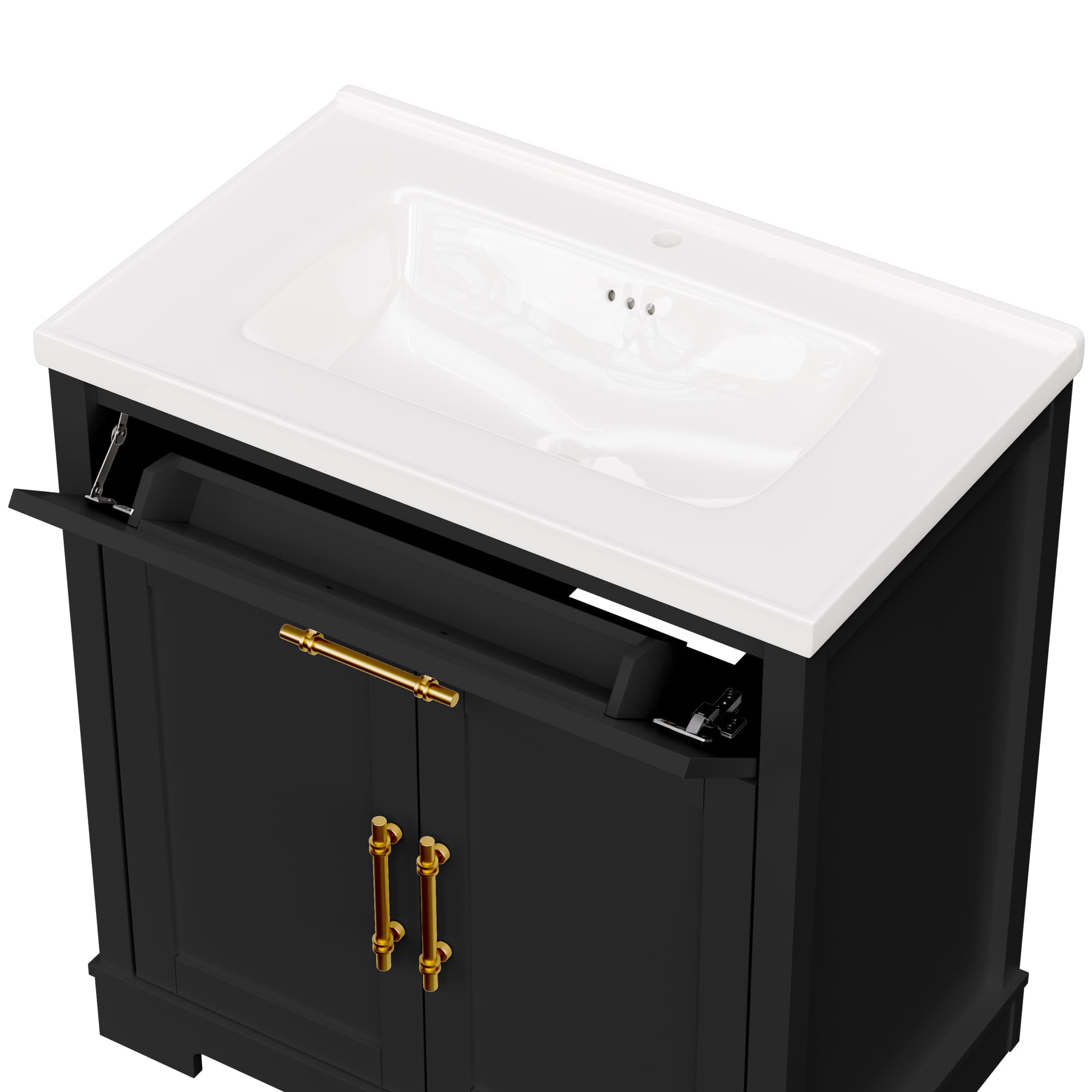 Hudson 30" Freestanding Bathroom Vanity with White Ceramic Sink, Drawer Storage and Backsplash