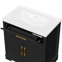 Hudson 30" Freestanding Bathroom Vanity with White Ceramic Sink, Drawer Storage and Backsplash