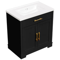 Hudson 30" Freestanding Bathroom Vanity with White Ceramic Sink, Drawer Storage and Backsplash